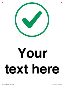 Custom plain background, green tick in circle sign